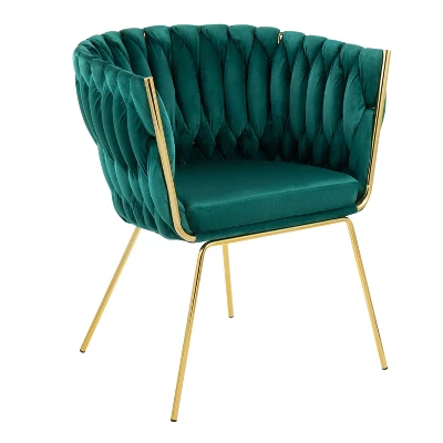 Braided Renee Velvet/Metal Accent Chair - LumiSource - Image 9