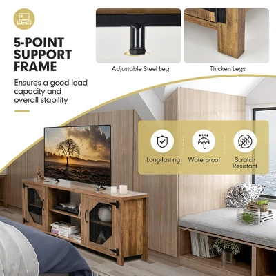 Costway TV Stand Entertainment Media Center For TVs Up To 65'' W/Steel Mesh Doors - Image 6