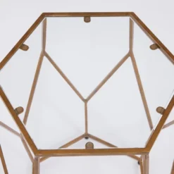 Roxy Hexagonal Chairside End Table Glass Gold - Steve Silver Co.