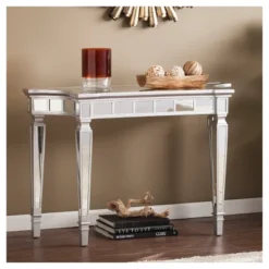 Glenrose Glam Mirrored Console Table - Matte Silver - Aiden Lane