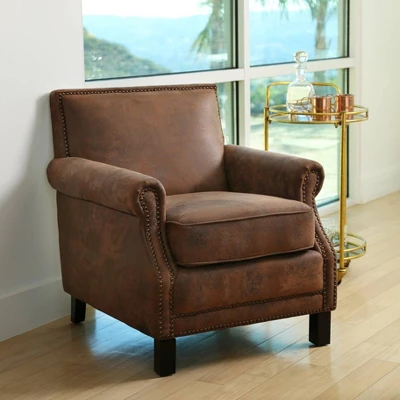 Adaline Antique Fabric Club Chair Brown - Abbyson Living