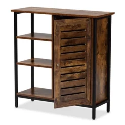 Wayland Rustic Wood And Metal 1 Door Shoe Storage Cabinet Brown/Black - Baxton Studio