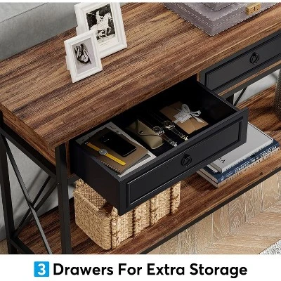 Tribesigns 70.9" Farmhouse Console Table With 3 Drawers, Narrow Long Sofa Foyer Table With Storage Shelf For Entryway, Hallway - Image 4