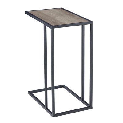 23" Modern Rectangle Two-Tone C Side Table With Metal Base - Saracina Home - Image 5
