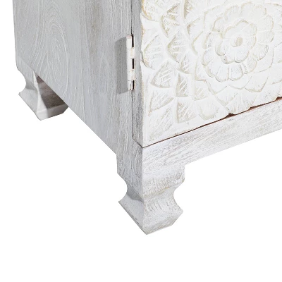 Mediterranean Carved Wood Cabinet White - Olivia & May - Image 3