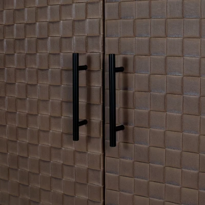 Arina 2 Door Leatherette With Bands Weaving Vision High Accent Cabinet With Adjustable Shelf - The Pop Maison - Image 5