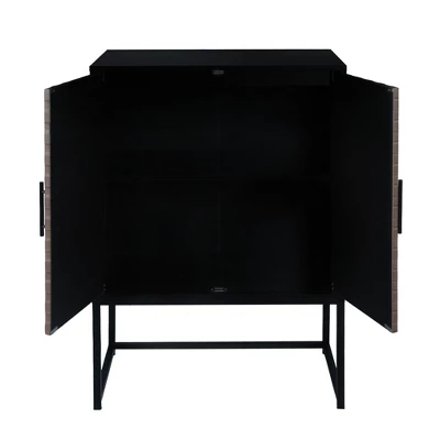 Arina 2 Door Leatherette With Bands Weaving Vision High Accent Cabinet With Adjustable Shelf - The Pop Maison - Image 3
