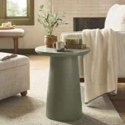 Wooden Round Pedestal Accent Side Table - Sage Green - Hearth & Hand™ With Magnolia