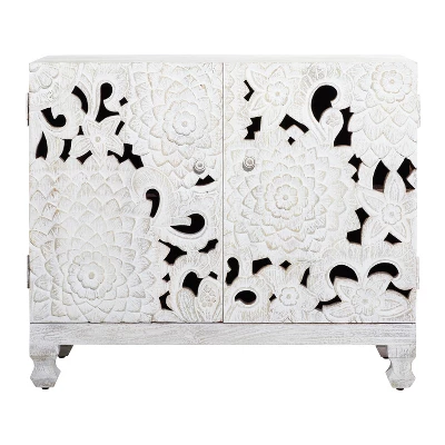 Mediterranean Carved Wood Cabinet White - Olivia & May - Image 5