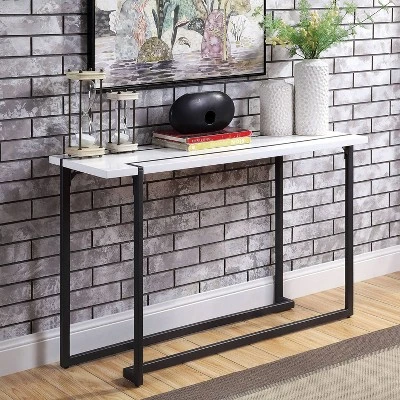 Syrex Rectangle Sofa Table White/Gun Metal - MiBasics