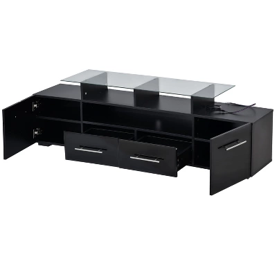 ModernLuxe Modern Stylish Functional TV Stand With Color Changing LED Lights High Gloss TV Cabinet - Image 2