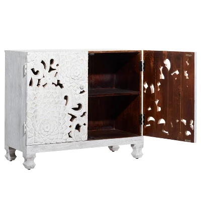 Mediterranean Carved Wood Cabinet White - Olivia & May - Image 6