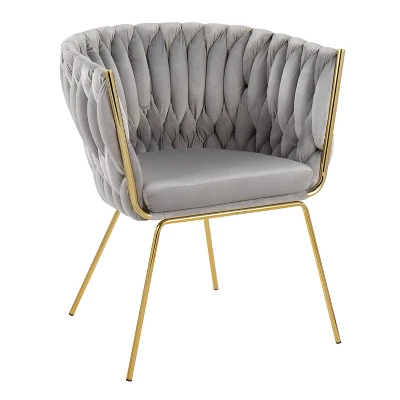 Braided Renee Velvet/Metal Accent Chair - LumiSource - Image 10