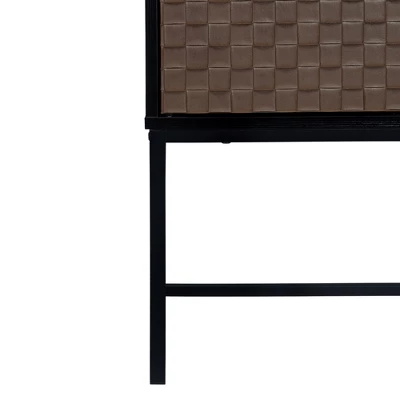 Arina 2 Door Leatherette With Bands Weaving Vision High Accent Cabinet With Adjustable Shelf - The Pop Maison - Image 7