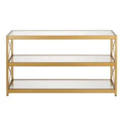 48" Modern X-Sided Gold And Bras Metal TV Stand - Henn&Hart