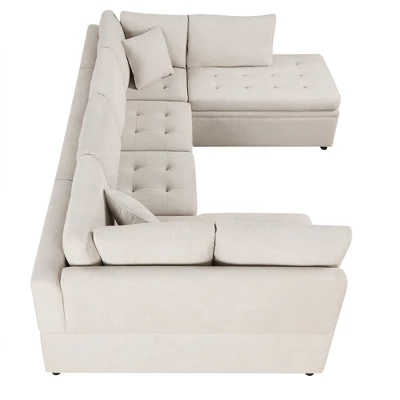 117.3"W Oversized Sectional Sofa U- Shaped Sofa Couch Pull-out Sofa Bed With Two Throw Pillows - ModernLuxe - Image 10