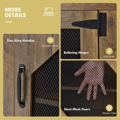 Costway TV Stand Entertainment Media Center For TVs Up To 65'' W/Steel Mesh Doors - Image 8