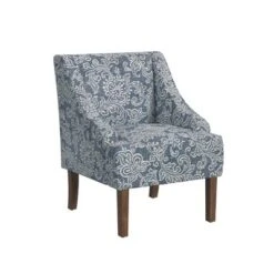Classic Swoop Arm Chair Jacobean Print Denim - HomePop
