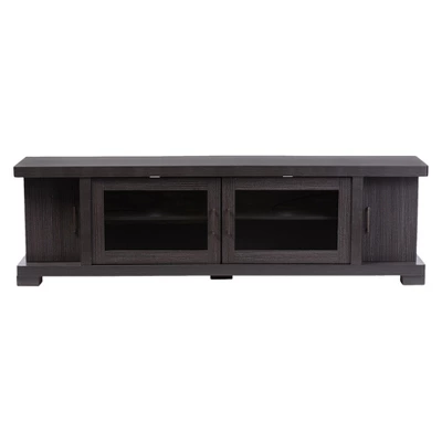 Viveka Wood Cabinet With 2 Glass Doors And 2 Doors TV Stand For TVs Up To 75" Dark Brown - Baxton Studio