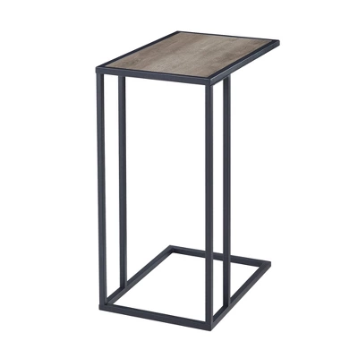 23" Modern Rectangle Two-Tone C Side Table With Metal Base - Saracina Home - Image 8