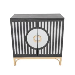 Art Deco Contemporary Mirrored Wood Cabinet Black - Olivia & May
