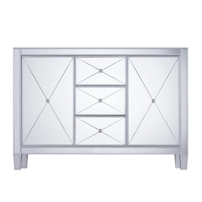 Monroe 3 Drawer Mirrored Cabinet Silver - Aiden Lane
