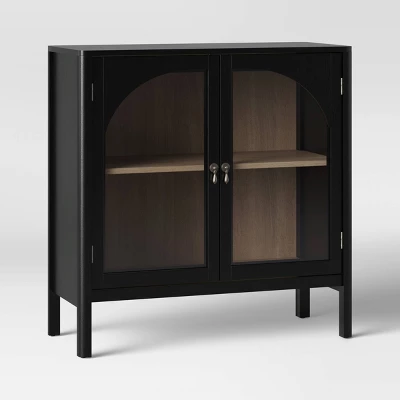 New Bedford 2 Door Accent Cabinet Black - Threshold™: Elegant Storage, Pewter-Finish Hardware, Wood Veneer - Image 2