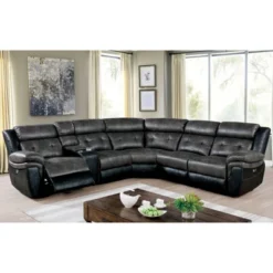 Van Wyk Power Recliner Sectional Gray/Black - HOMES: Inside + Out