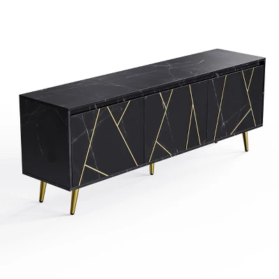 Modern TV Stand For 65" TV With Large Storage, Black - ModernLuxe - Image 6