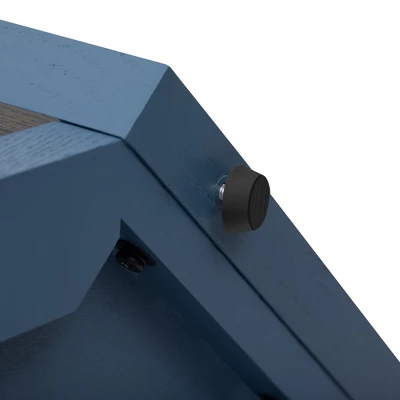 54"W Console Table Entryway Table Accent Table With Rattan Side, Open Shelf And Unique Arrow-Shaped Design, Antique Blue/Black-ModernLuxe - Image 13