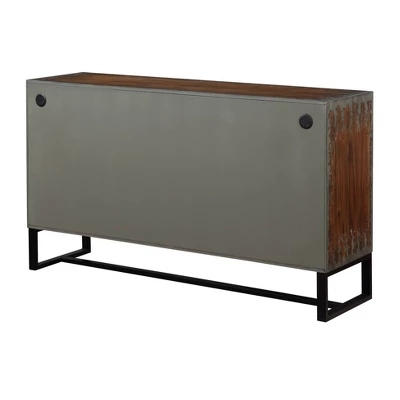 Tina Mid-Century Modern 4 Door Storage Credenza/Sideboard Black/Gray - Treasure Trove - Image 2