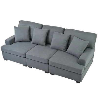 Modern Upholstered 3-Seat Sofa With 4 Pillows-ModernLuxe - Image 4